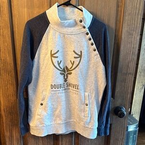 Double Shovel Cider Co. Gray and Navy Sweatshirt